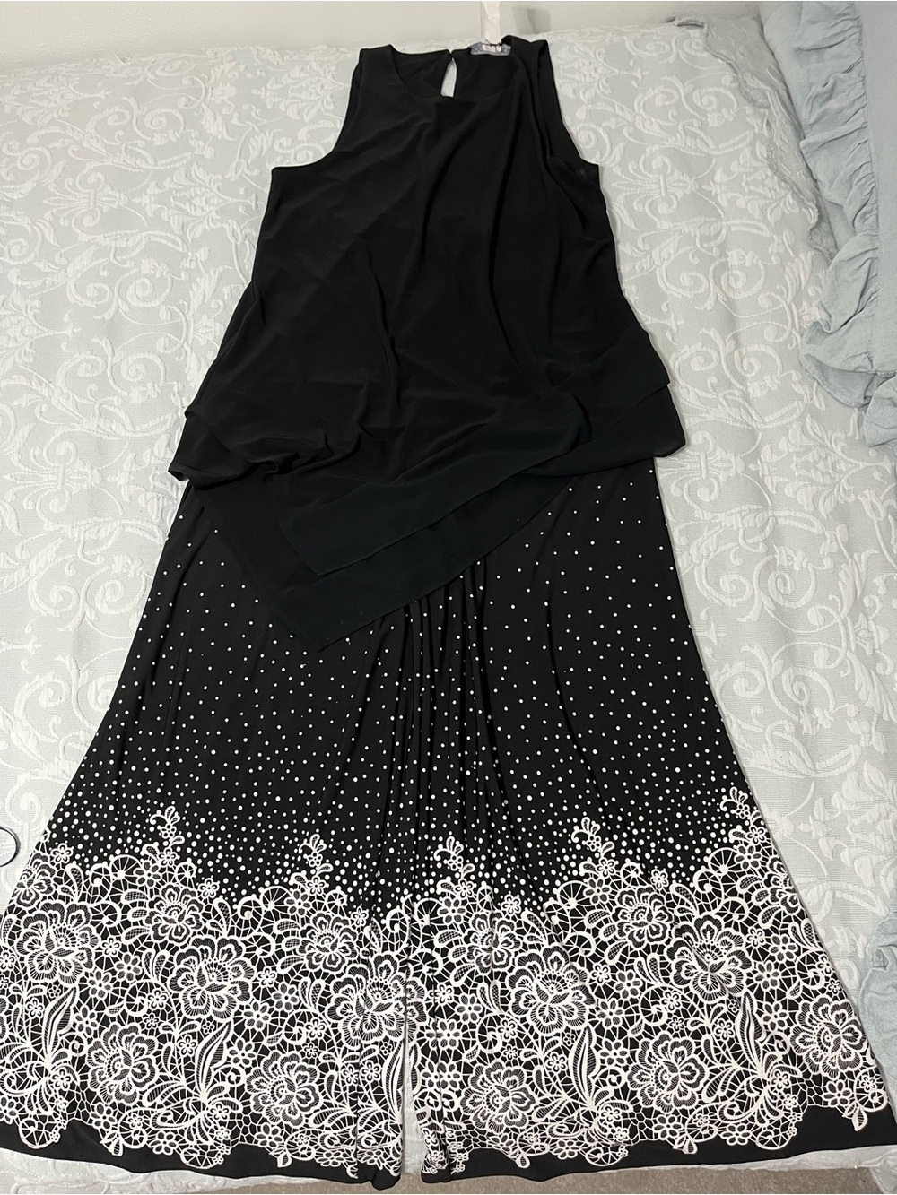 Black Floral Border A-LinePalazzo pants